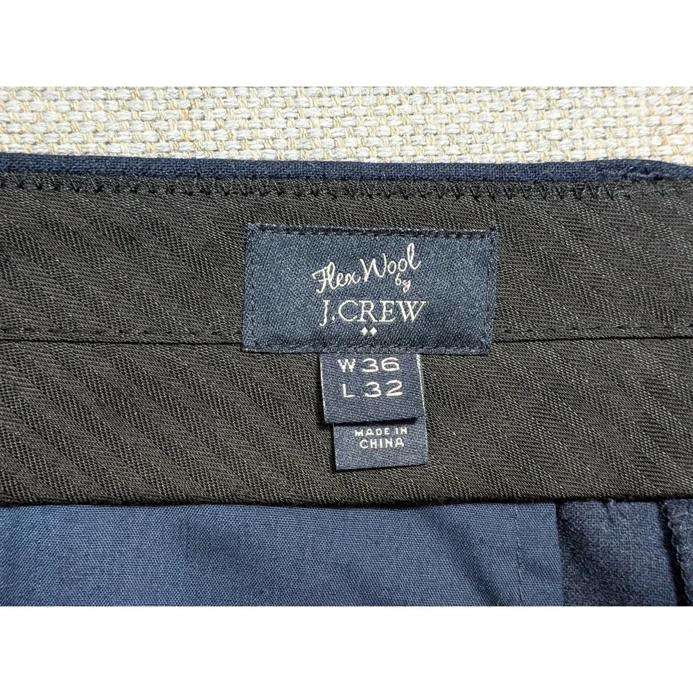 J.CREW Thompson Men's 36x32 Navy Blue Flex The Wool Slim Fit Dress Pants Office